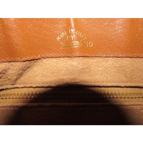 Gucci Vintage HOBO Tan Canvas Brown Leather Oval Shaped Shoulder Bag - Picture 8 of 12